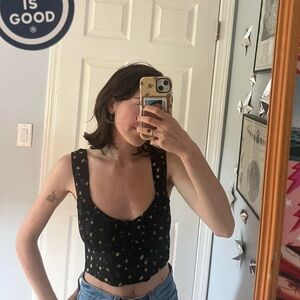 Motel Rocks Floral Fitted Crop Tank Top